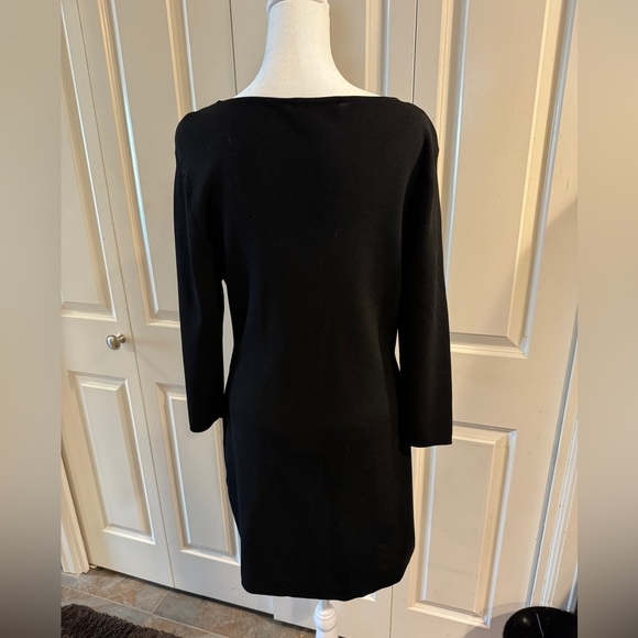 NWOT…INC…black sweater dress with white embroidered flowers..size L - Picture 4 of 6